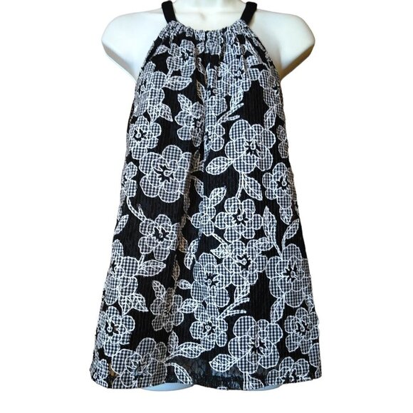 INC International Concepts Women’s Medium Black Floral Lace Halter Top Blouse - Picture 1 of 5
